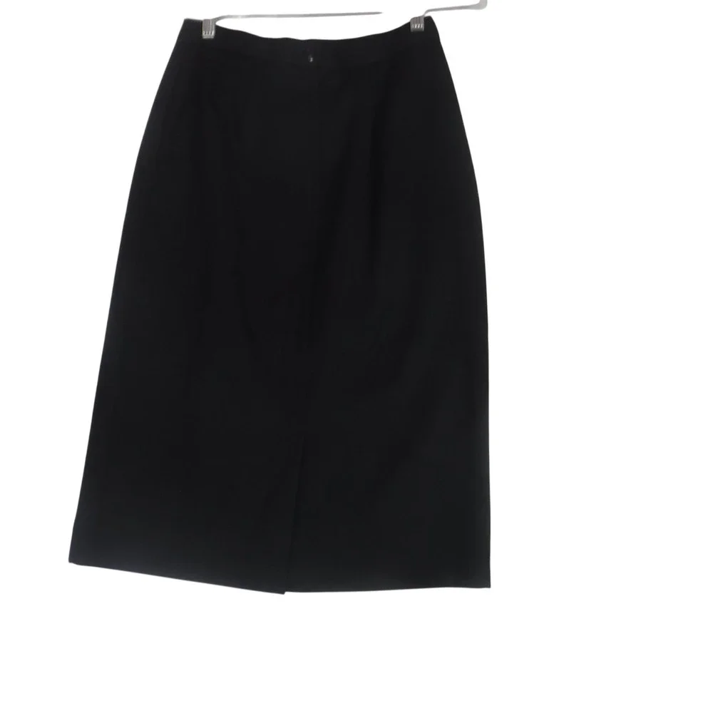 VTG Classic‎ Black Wool Blend Pencil Skirt Pleated Knee Length Size 10 Office